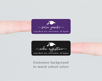School Colors Graduation Return Address Label Template, Avery 1 x 2 5/8 (Digital Download PDF)