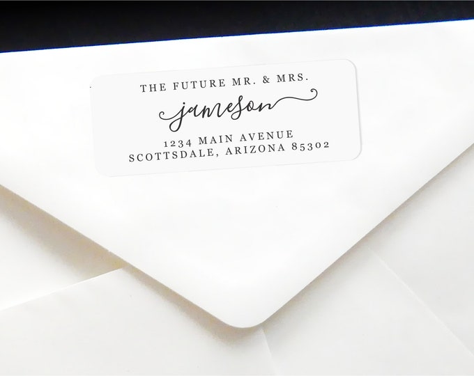 Featured listing image: Future Mr & Mrs Return Address Label Template, Printable Wedding Envelope Label, Avery 1 x 2 5/8 Instant Download Digital File Editable PDF