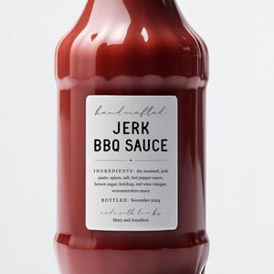 Homemade BBQ Sauce Bottle Label Template, Printable Barbeque Jar Gift Sticker, Personalize Simple Custom Digital File Instant Download DIY