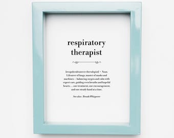 Respiratory Therapist Gift Printable, Appreciation Gift, Definition Wall Art Print, Thank You, Instant Download Digital File, Last Minute