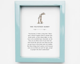 Velveteen Rabbit Quote Print, Wall Art Print, Printable Nursery Decor, Baby Shower Gift, Vintage Illustration, Instant Download Digital File