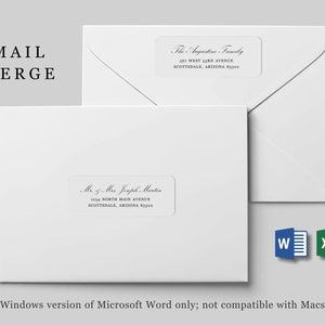 Mail Merge Address Label Template - Avery 2 2/3 x 1&quot; - Microsoft Word - Printable Instant Download Digital File - Wedding Christmas Envelope