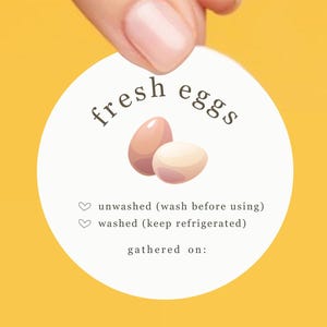 Egg Carton Label - Washed / Unwashed & Refrigerate Info, Printable 2" Round Sticker for Farm or Coop, Instant Download - just print and cut!