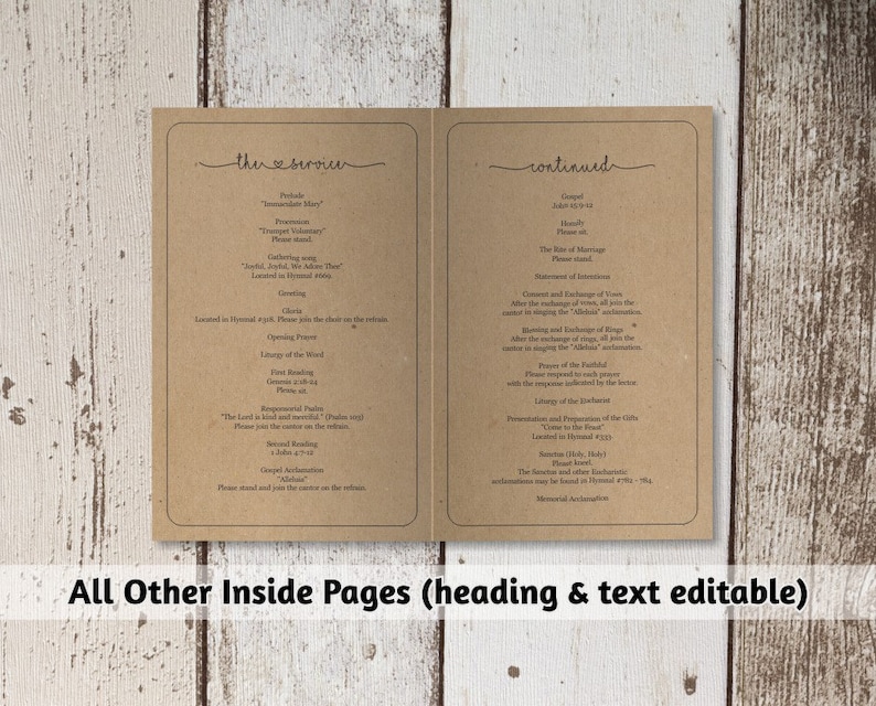 Printable Wedding Ceremony Book Template Unlimited Pages | Etsy Canada