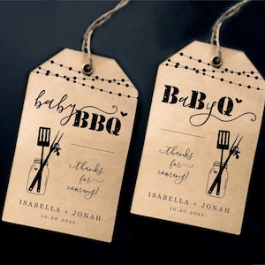 Printable Baby BBQ Favor Tag Template, Couple Baby Q Barbeque Shower, Instant Download Digital File PDF, BabyQ Goody Bag Sauce Tag Thank You