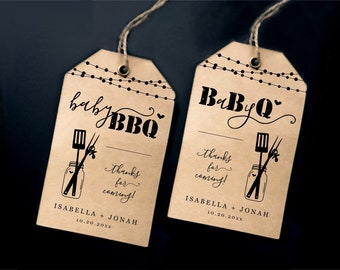 Printable Baby BBQ Favor Tag Template, Couple Baby Q Barbeque Shower, Instant Download Digital File PDF, BabyQ Goody Bag Sauce Tag Thank You