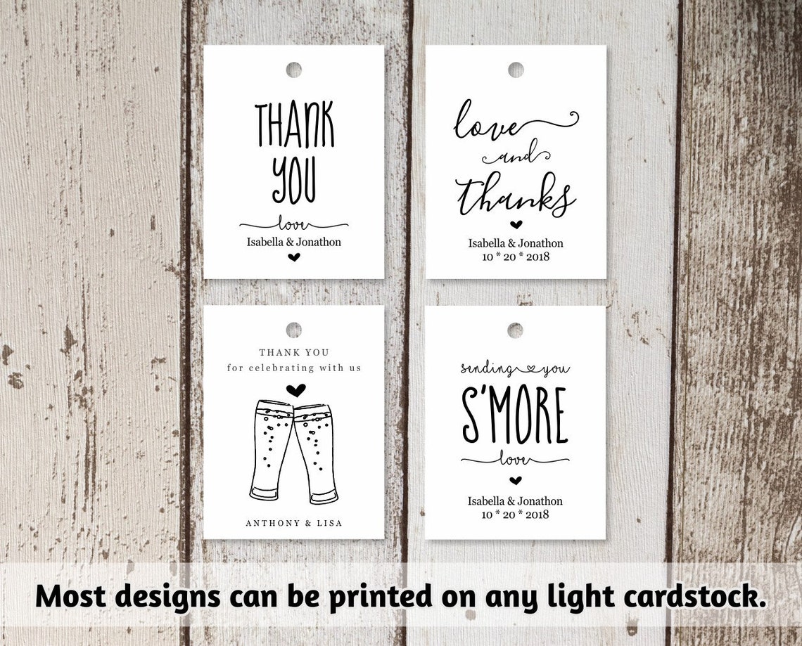 Printable Wedding Favor Tag Template Rustic / Hearts / Beer - Etsy