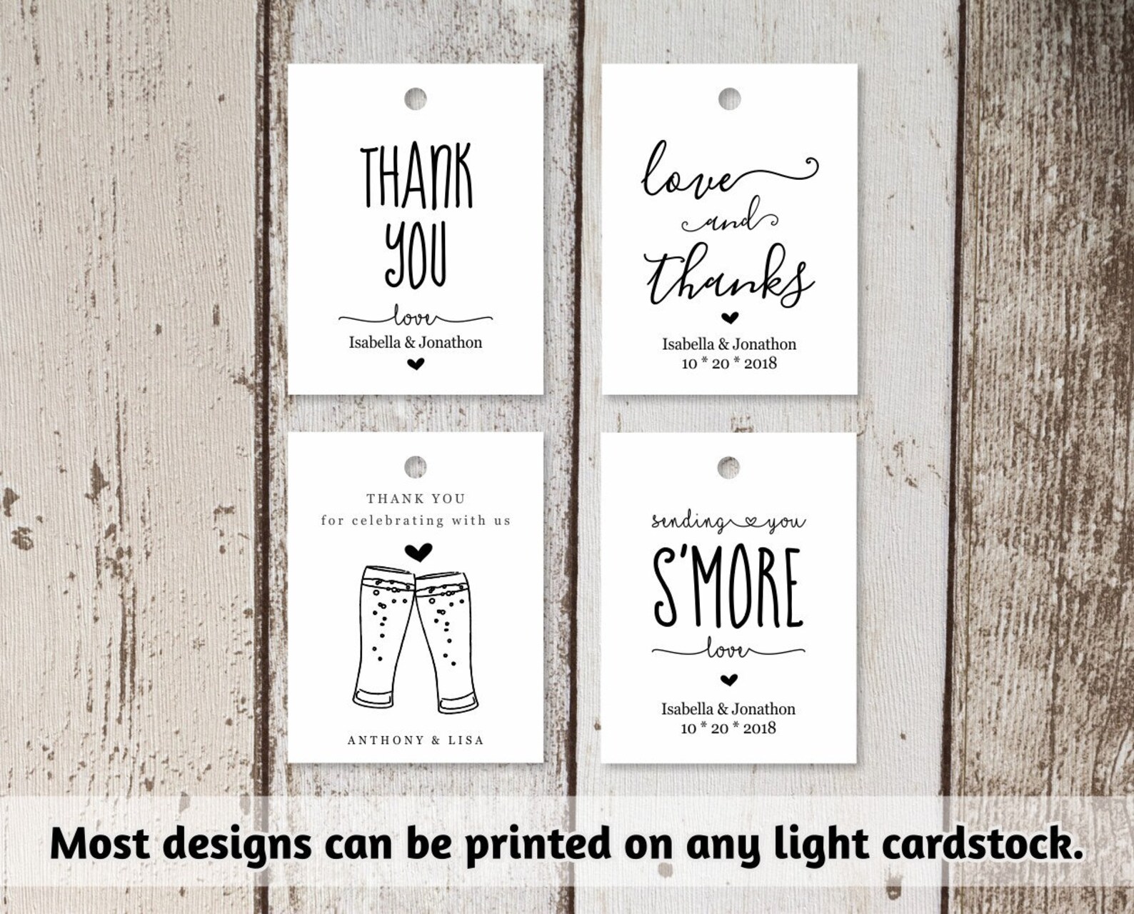 Printable Wedding Favor Tag Template Rustic / Hearts / Beer - Etsy
