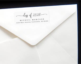 Graduation Return Address Label Template, Printable Class of 2026 Graduate Envelope, Avery 1 x 2 5/8 Instant Download Digital File Editable
