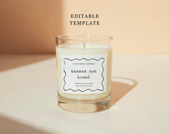 Candle Label Template, Edit in Canva, Fun & Whimsical Design, Printable 3 x 2.5" Sticker Size, Instant Download