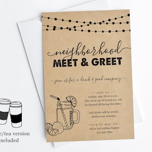 Quartier Meet & Greet Invitation Template, Printable Meet the Neighbors Party Invite Evite, Téléchargement instantané Fichier numérique PDF modifiable