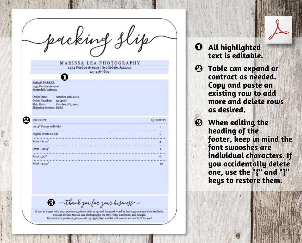 Printable Packing Slip Template W Review Us Request Word PDF
