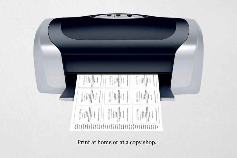 May include: A black and silver printer with a sheet of paper emerging from the paper tray. The paper has a grid of small squares on it. The text "Print at home or at a copy shop." is below the printer.