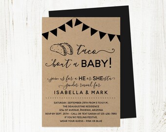 Taco Bout a Baby Gender Reveal Party Invitation Template, Printable He or She-Esta Fiesta Invite Instant Download Digital File DIY PDF