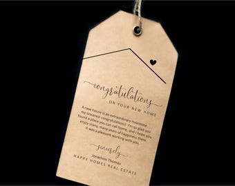 Congratulations on New Home Gift Tag Template, Printable Bought a House Realtor Gift Tag, Congrats from Real Estate Agent, Instant Download
