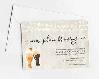 New Plan Brewing Postponement Announcement Save the Date Card Printable Template Funny Fun Date Change Brewery Instant Download Digital File