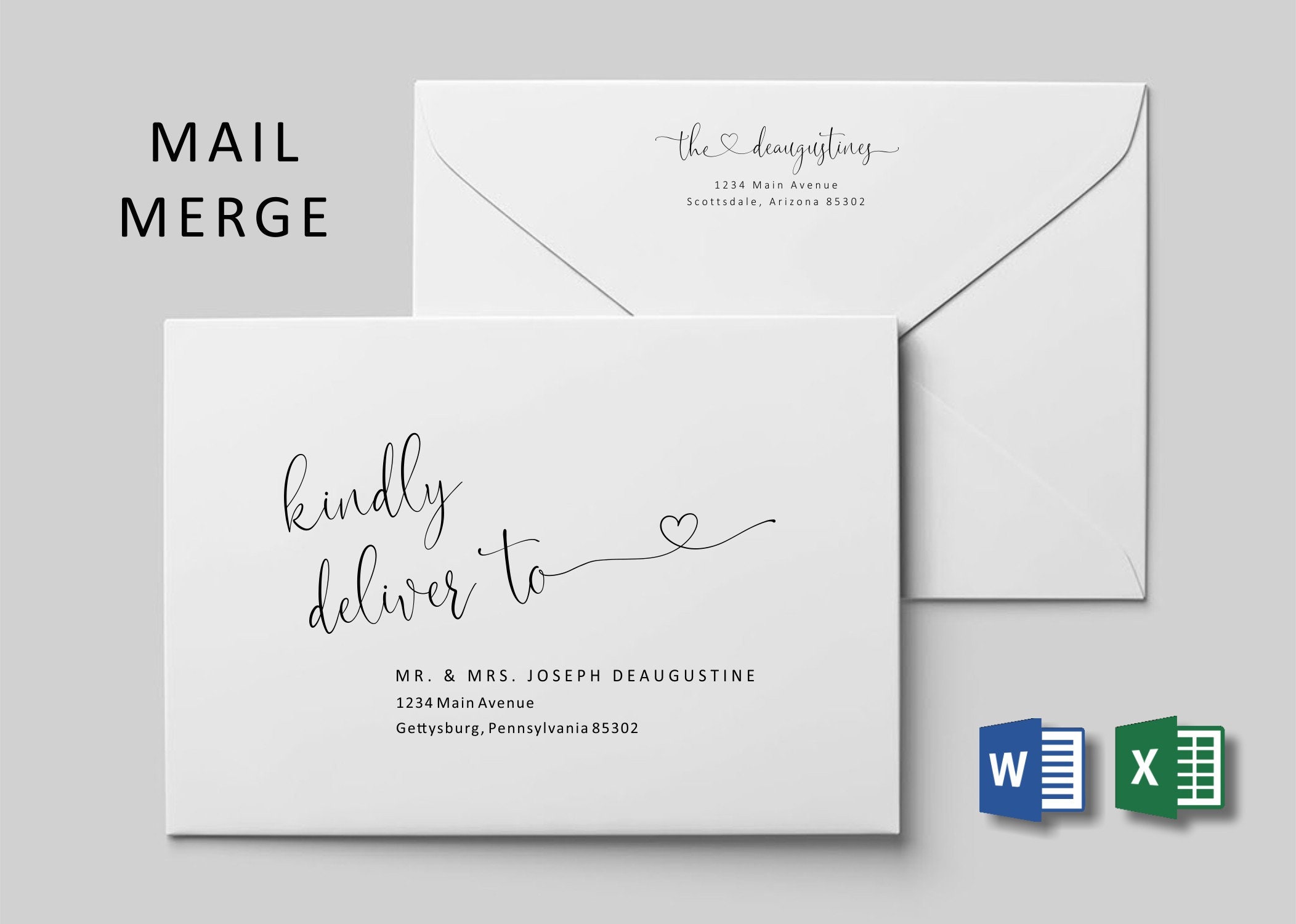 wedding address envelope template microsoft word mail merge printable heart calligraphy instant download digital file a7 christmas