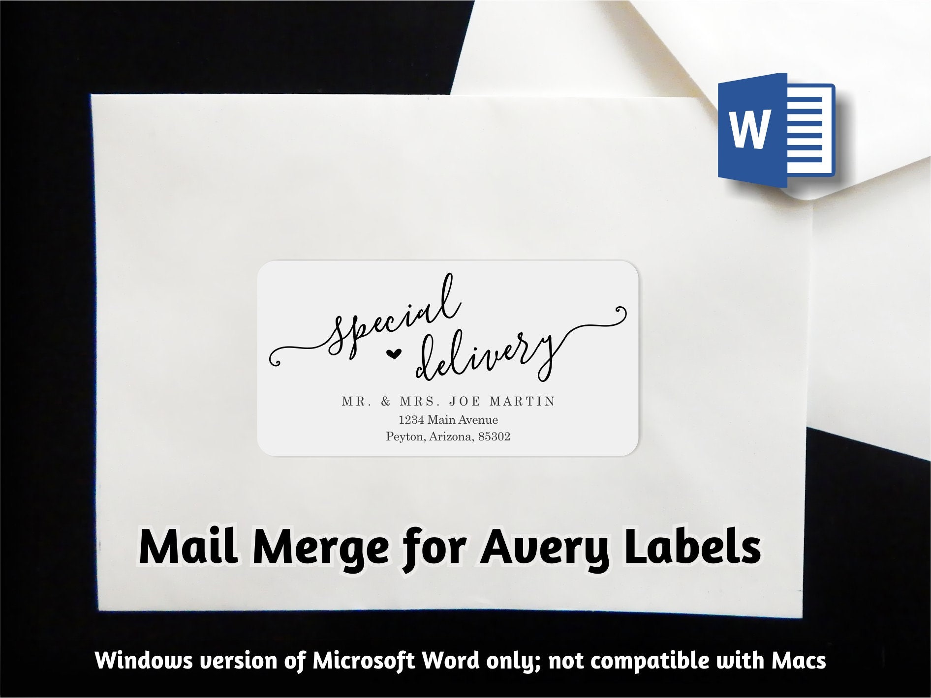 Mail Merge Envelope Label Address Template - Avery 2 x 4