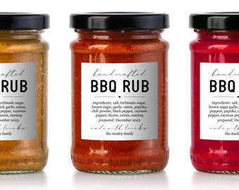 BBQ Rub Label Template, Printable Homemade Barbeque Seasoning Blend Jar Gift Sticker, Personalize Custom Digital File Instant Download PDF