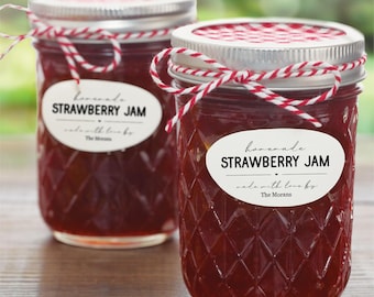 Oval Jam Canning Label Template - Printable Homemade Food Gift Sticker for Ball Quilted Crystal Jelly Jars, Editable File Instant Download