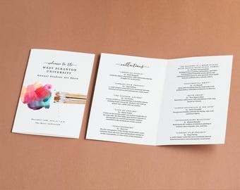 Art Show Program Template, Art Studio, Elementary, High School, College Printable Booklet, Folded Brochure for Microsoft Word & Google Doc