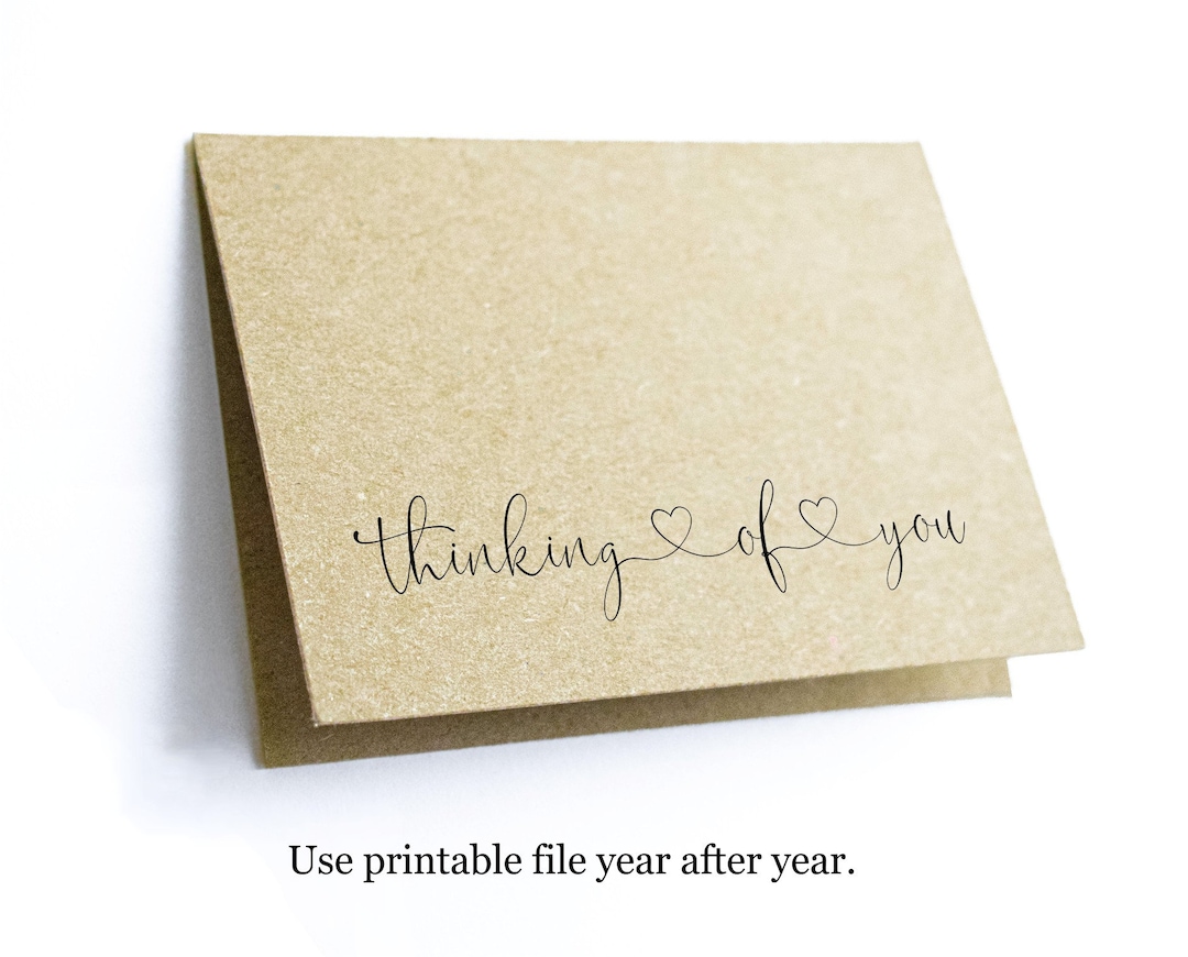 Printable Thinking of You Card Template Card for Friend, Bulk Black