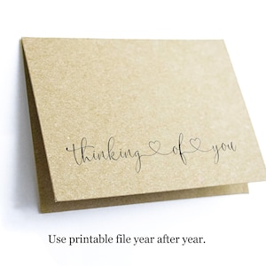 Plantilla de tarjeta imprimible Thinking of You - Tarjeta para amigo, a granel - Blanco y negro en blanco plegado Descarga instantánea Archivo digital DIY PDF