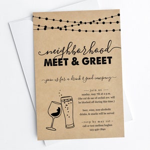 Quartier Meet & Greet Invitation Template, Printable Meet the Neighbors Party Invite Evite, Téléchargement instantané Fichier numérique PDF modifiable
