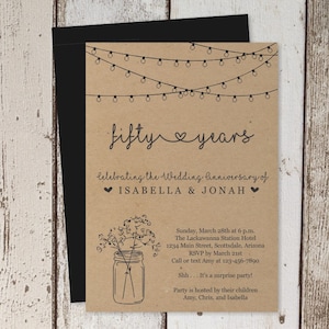 Invito per anniversario di matrimonio - Modello di carta Kraft per feste stampabile rustico - Download istantaneo - 5 10 20 25 30 40 50 60