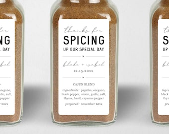 Thanks for Spicing Up Our Special Day Homemade Spice Blend Jar Label Template, Printable Wedding Mix Favor Sticker, Editable Download File