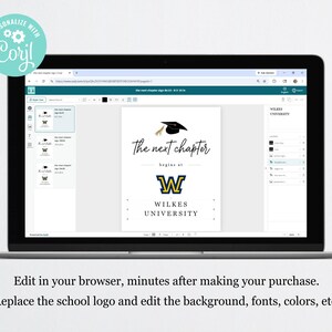 The Next Chapter begins with College Logo Sign, Printable High School Graduation Party Decoration Template, Instant Download Digital File image 5
