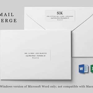 Plantilla de etiqueta de dirección de combinación de correspondencia - Avery 2 2/3 x 1" - Microsoft Word - Archivo digital de descarga instantánea imprimible - Sobre de Navidad de boda