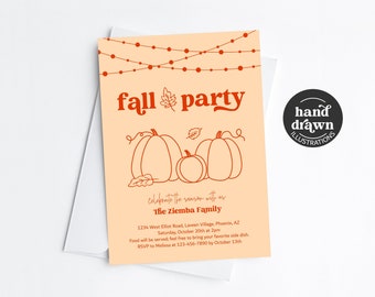 Fall Party Invitation Template, Printable Fall Celebration Invite Evite Community Church Company Celebration Download Digital