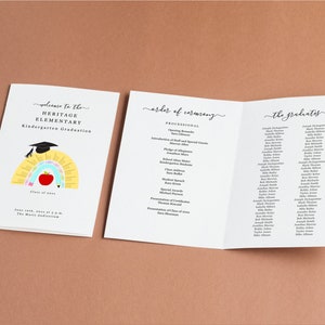 Preschool / Kindergarten Graduation Program Template, Printable Pamphlet, Editable Word Doc Download Folded Booklet, Ceremony