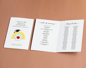 Preschool / Kindergarten Graduation Program Template, Printable Pamphlet, Editable Word Doc Download Folded Booklet, Ceremony