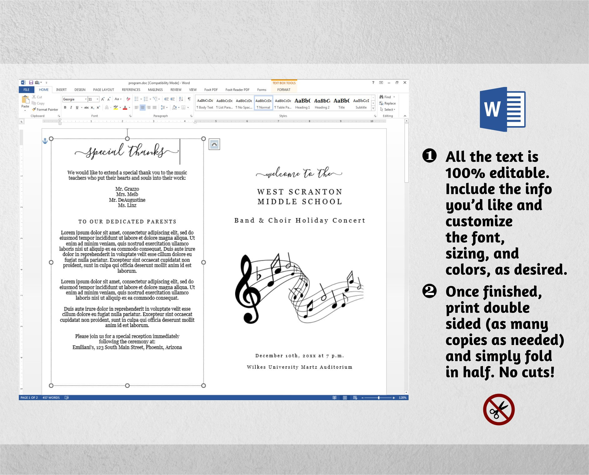 Choir or Band Concert Program Template Printable Pamphlet Etsy Choir or Band Concert Program Template Printable Pamphlet Etsy