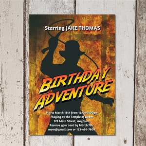 Indiana Jones thema verjaardagsfeestje uitnodiging sjabloon - afdrukbare Invite & Evite - bewerkbaar direct download digitaal bestand