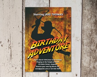 Indiana Jones Themed Birthday Party Invitation Template - Printable Invite & Evite - Editable Instant Download Digital File