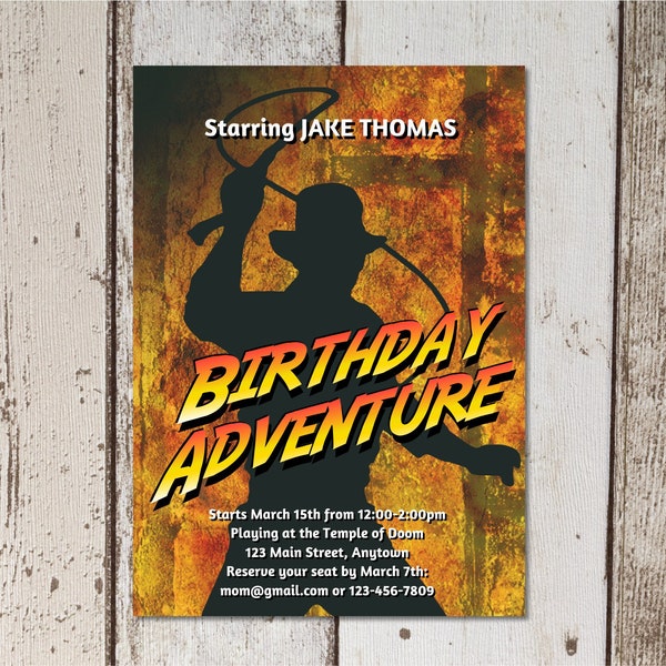 Indiana Jones Themed Birthday Party Invitation Template - Printable Invite & Evite - Editable Instant Download Digital File