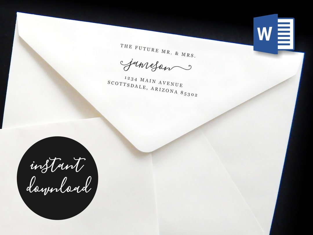 Future Mr & Mrs Return Address Envelope Template for Microsoft Word Future Mr & Mrs Return Address Envelope Template for Microsoft Word
