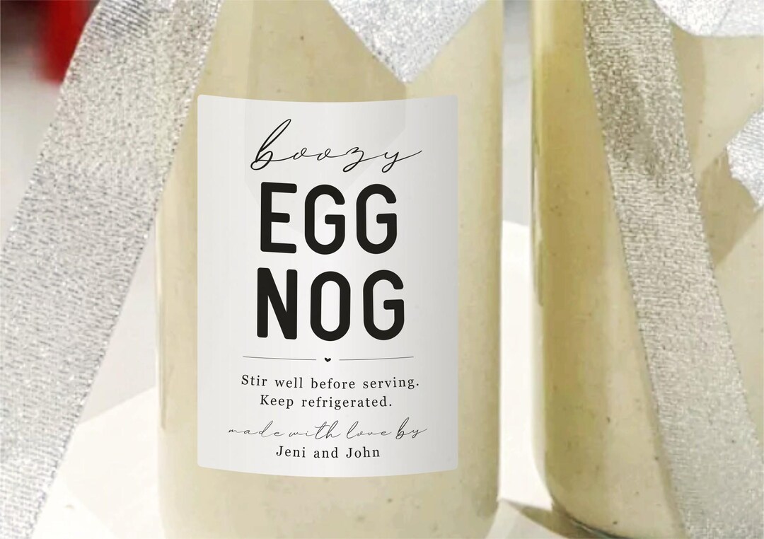 Homemade Eggnog Label Template - Printable Spiked Aged Boozy Egg Nog ...