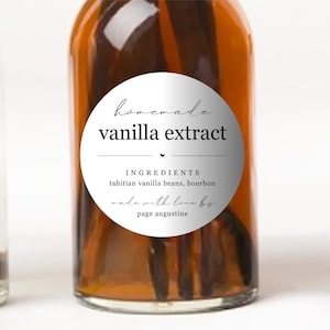 Round Homemade Vanilla Extract Label Template - Printable Gift Sticker, Personalize Custom Editable PDF Digital File Instant Download DIY