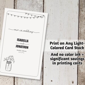 Printable Wedding Ceremony Book Template - Unlimited Pages Multi-page Folded Program Booklet ...