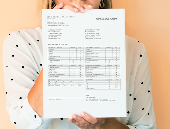 High School Transcript Template, Printable Editable Home School Report Card for Microsoft Word & Google Docs, Fillable Download Digital File
