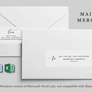 Modello di indirizzo di stampa unione per etichette avvolgenti - Microsoft Word Excel Avery 22838 - Avvolgente stampabile - File digitale con download istantaneo