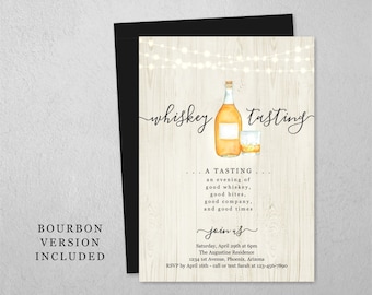 Bourbon / Whiskey Tasting Invitation Template, Printable Invite Evite, Instant Download Digital File, Adult Birthday Party, Fundraiser Event