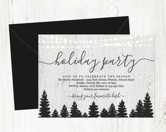 Holiday Party Invitation - Printable Christmas Party Template - Corporate, Company, Luncheon, Open House - Instant Download Digital File PDF