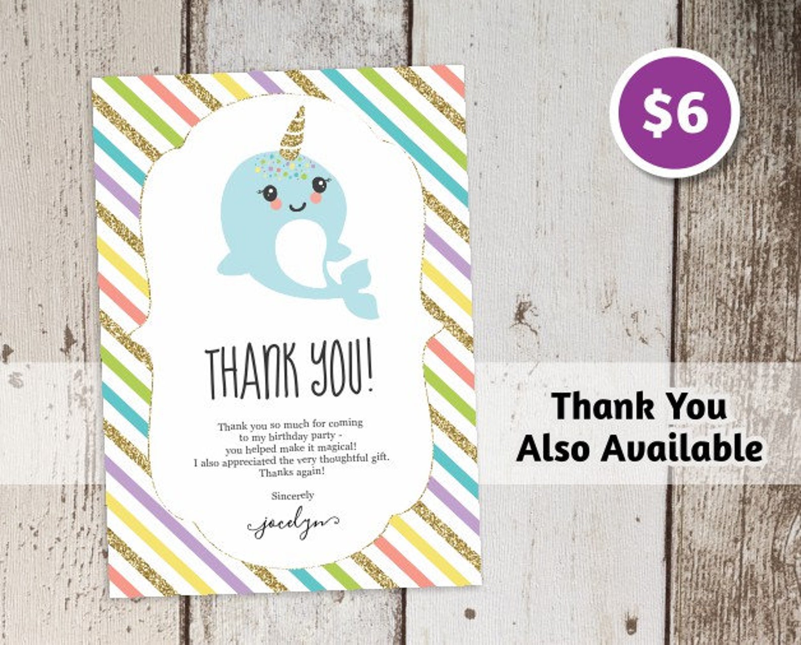 Printable Narwhal Invitation Template Girls Birthday Party - Etsy