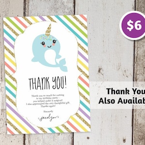 Printable Narwhal Invitation Template, Girls Birthday Party Invite ...