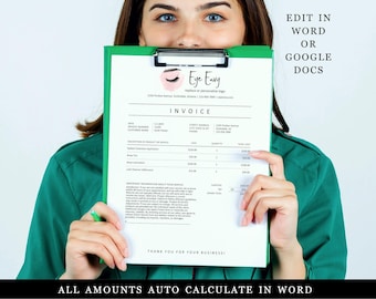 Lash and Brow Invoice Template, Printable Salon Receipt for Microsoft Word or Google Docs Download, Simple Form, Receipt